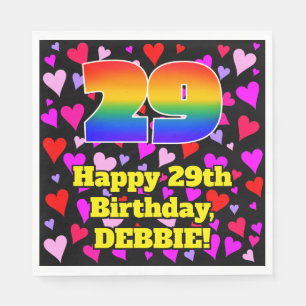 29. Geburtstag: Loving Hearts Pattern, Regenbogen Serviette