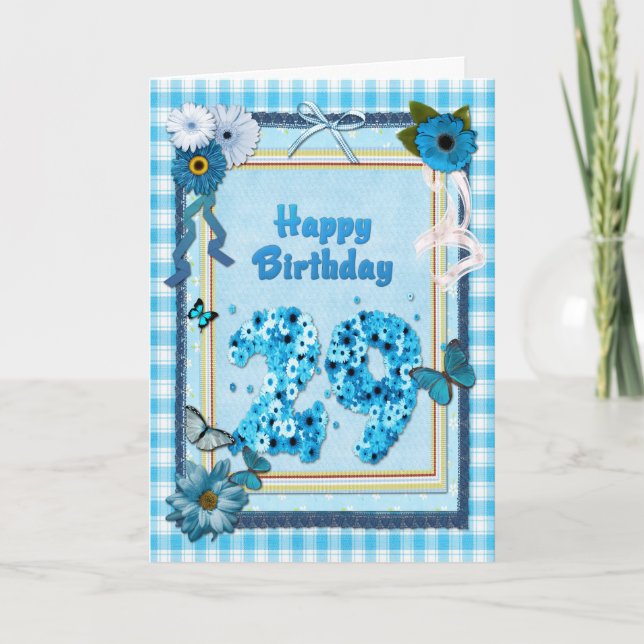 29. Geburtstag mit Scrapbook-Effekt Karte (Vorderseite)
