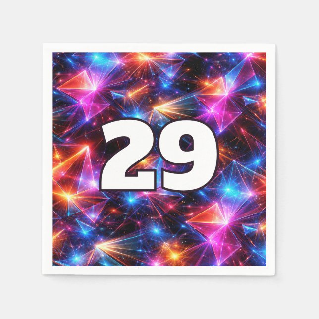 29. Geburtstag Neon-Polygon abstrakt  Serviette (Vorderseite)