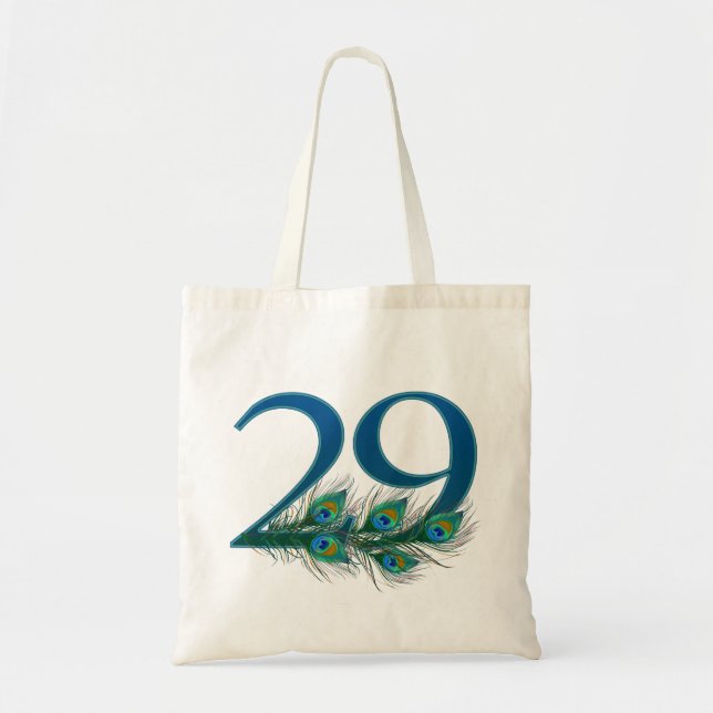 29. Geburtstag oder Jubiläum Pfauenfeder Tragetasche (Vorne)