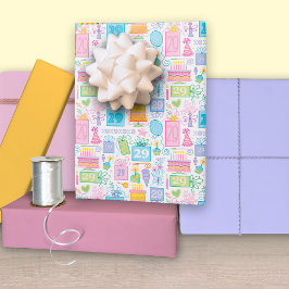 29. Geburtstag Pastel Pink Kuchen präsentiert Ball Geschenkpapier Set