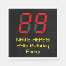 29. Geburtstag: Red Digital Clock Style "29" + Nam