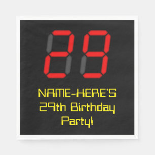 29. Geburtstag: Red Digital Clock Style "29" + Nam Serviette