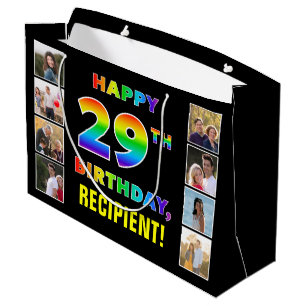 29. Geburtstag: Regenbogentext, benutzerdefinierte Große Geschenktüte