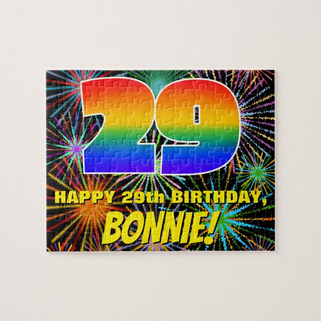 29. Geburtstag: Spaß, bunte feierliche Feuerwerke Puzzle (Horizontal)