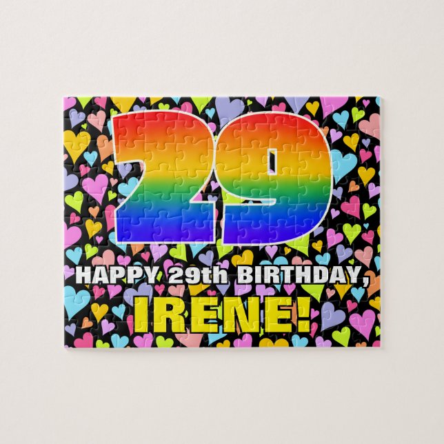 29. Geburtstag — Spaß, Liebende Herzformen + "29" Puzzle (Horizontal)