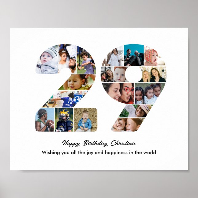 29. Geburtstagsfeier Nummer 29 Fotocollage Poster (Vorne)