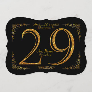 29. Geburtstagsparty 29.,Gatsby,Black & Gold Einladung