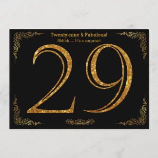 29. Geburtstagsparty, Gatsby-Styl, schwarzer Glitz Einladung