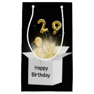 29. Gold Geburtstagsballons in White Box Kleine Geschenktüte