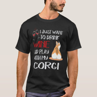 29 Ich will nur Wein trinken Corgi T-Shirt