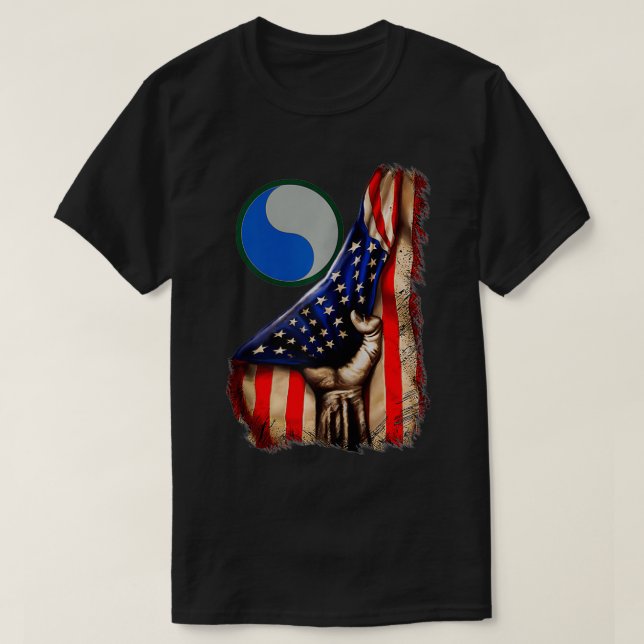 29. Infanterie Division American Flag Zip  T-Shirt (Design vorne)