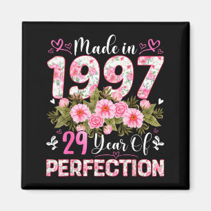 29 Jahre alt, hergestellt 1997, floral, 29. Geburt Magnet