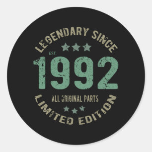 29 Jahre alter Tag 1992 Ende seit 29. Geburtstag Runder Aufkleber