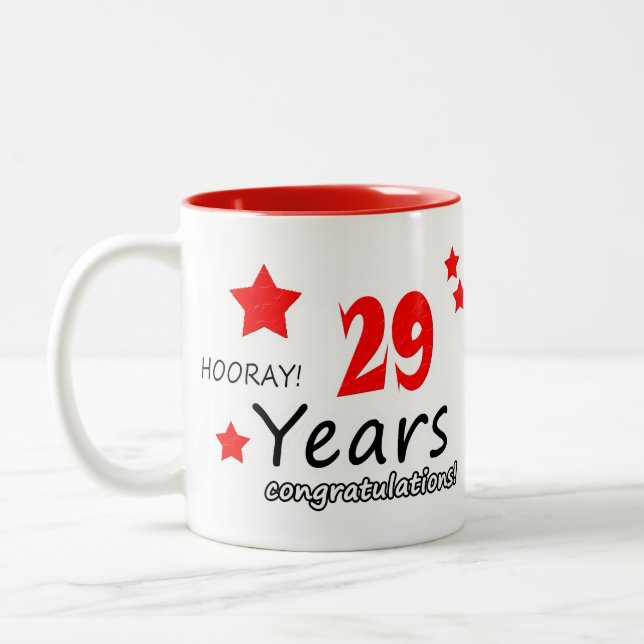 29. Jahrestag, 29. Hochzeitstag Zweifarbige Tasse (Links)