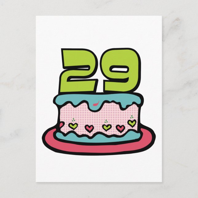 29-jähriger Geburtstagskuchen Postkarte (Vorderseite)
