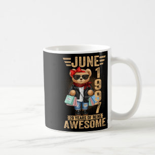 29-jähriger Juni 1997 Teddybär 29. Geburtstag Kaffeetasse