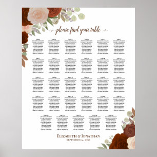 29 Tabelle Herbst florales Boho Hochzeitsdiagramm Poster