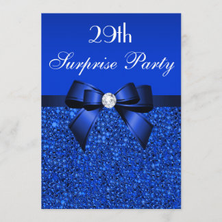 29. Überraschung Party Royal Blue Sequins und Bow Einladung