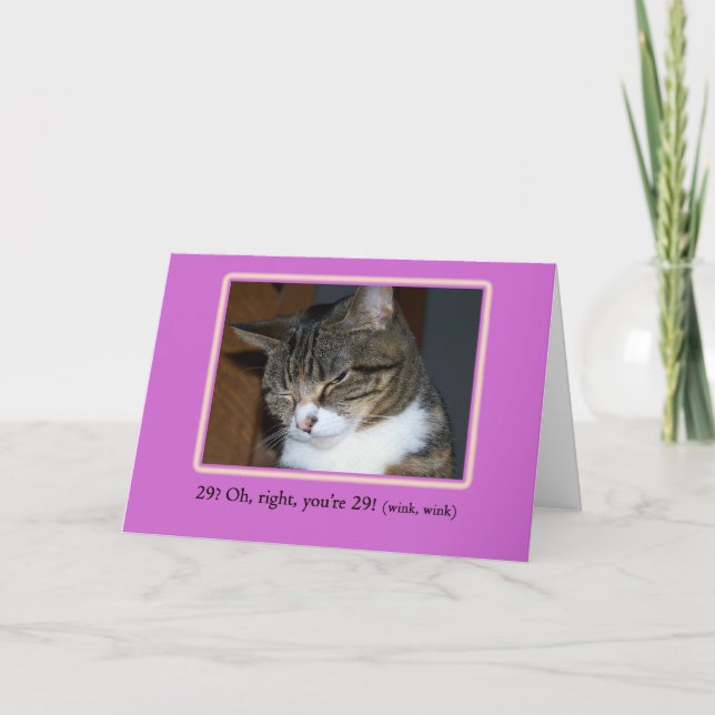 29 wieder? Geburtstagskarte mit Foto einer Katze W Karte (Vorderseite)