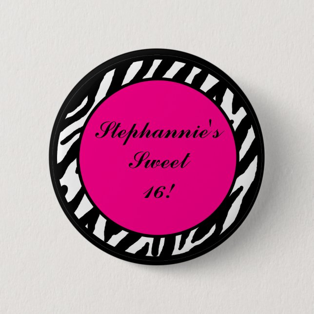2,25" Knopf-Monogramm-Pinkzebra-Tierdruck Button (Vorderseite)