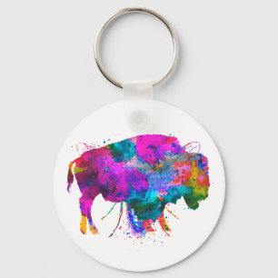 2.25" Schlüsselanhänger für Wasserfarben-Buffal