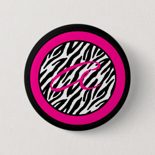 2,25" Tasten Monogramm Hot Pink Zebra Animal Print Button