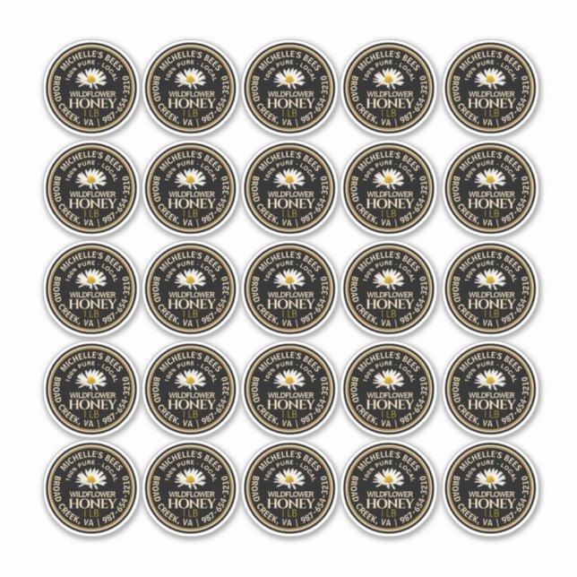 2,25" Wasserdichtes Vinyl Honey Label mit Daisy (Vorderseite)