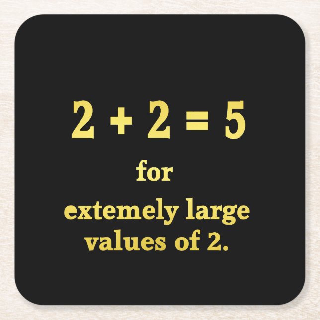 2 + 2 = 5 Funny Math Joke Rechteckiger Pappuntersetzer (Vorderseite)
