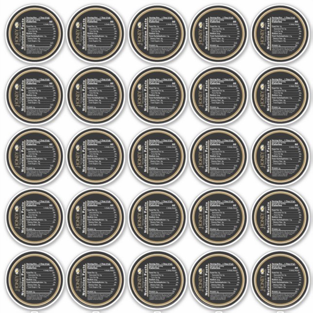 2,5" Honey Nutrition Fakten Wildblume Black Daisy Aufkleber (Vorderseite)