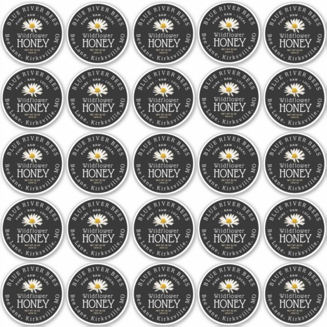 2,5" White Daisy Mason Jar Black Waterproof Label (Vorderseite)