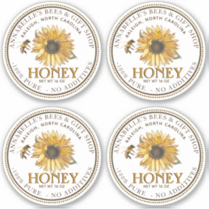 2,5" White Honey Mason Jar Lid Label Sonnenblumen