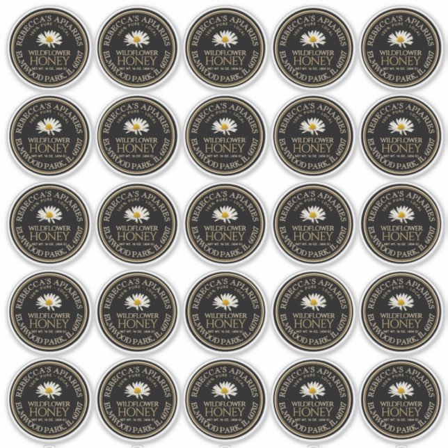 2,5" Wildblume Honig Black Daisy Custom Label (Vorderseite)