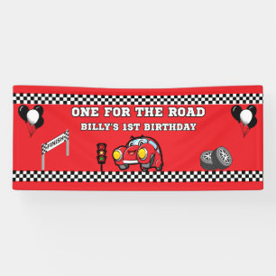 2,5' X 6' SCHWARZ ROTES RENNwagen-JUNGEN 1. GEBURT Banner