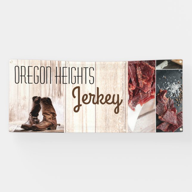 2.5'x6' Geschäftsankündigung Boots Country Rustic Banner (Horizontal)