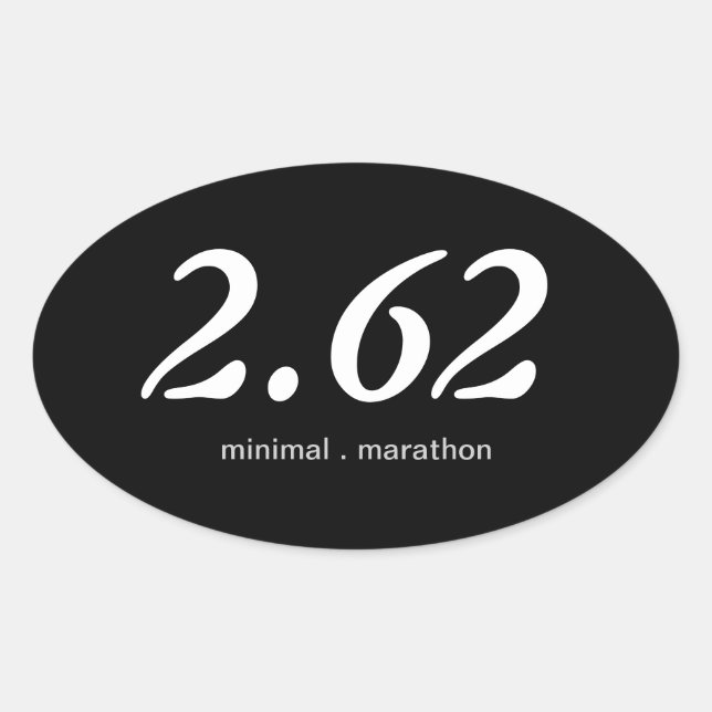 2.62 Ironischer Minimalistischer Marathon-Oval-Auf Ovaler Aufkleber (Vorderseite)