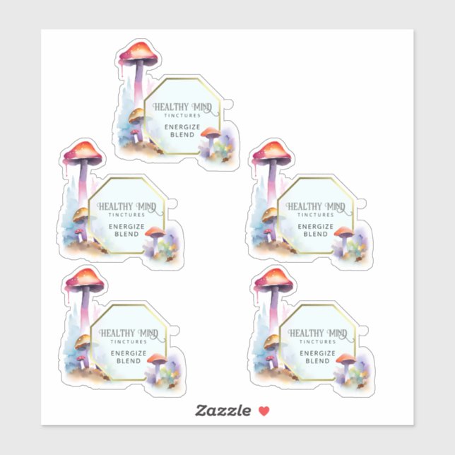 2,7 x 2,9 Zoll Mushroom-Etiketten Aufkleber (Blatt)
