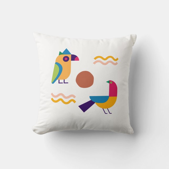 2 abstrakte, aber schöne Vögel sehen aus Kissen (Vorderseite)