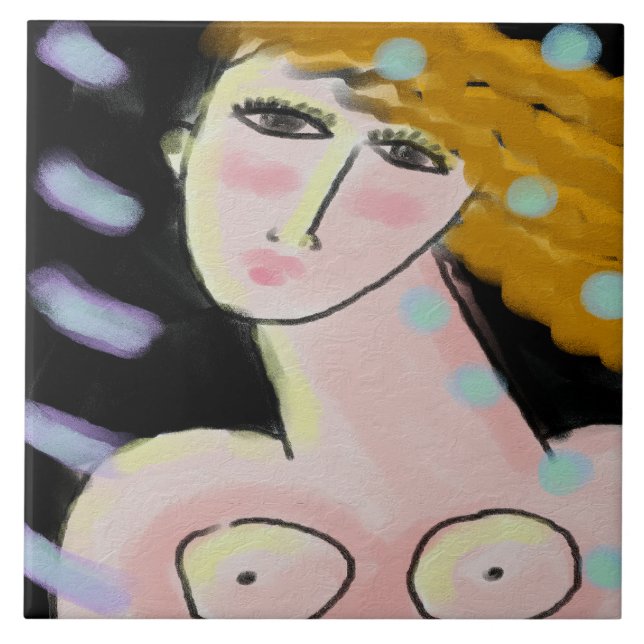 2. Abstraktes digitales Portrait einer Frau Fliese (Vorderseite)