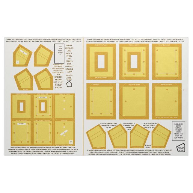 2 abwaschbare Gewebe ohne nähgelbe Fotorahmen Stoff (Fat Quarter (45,7 x 55,9 cm))