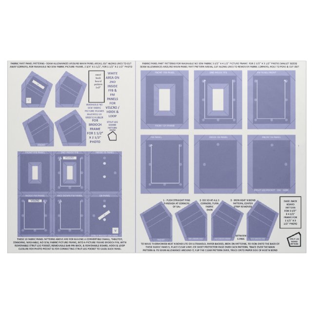 2 abwaschbare Stoffe ohne nähte blaue Fotorahmen (Fat Quarter (45,7 x 55,9 cm))