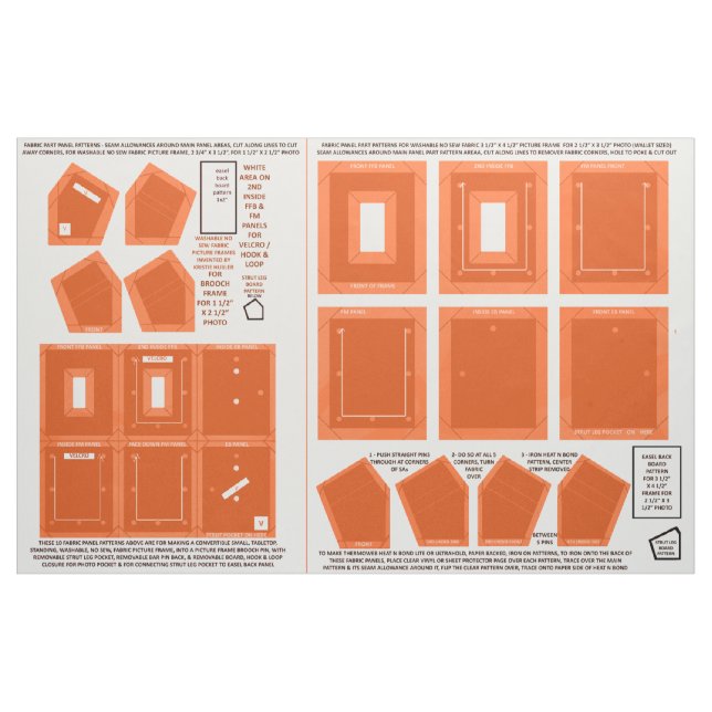 2 abwaschbare Stoffe ohne nähte orangefarbene Foto (Fat Quarter (45,7 x 55,9 cm))