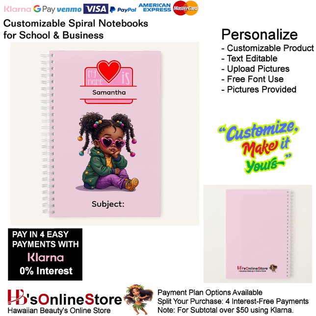 2 African American Girl Writing Supplies Students  Notizbuch (2 African American Girl Writing Supplies Students Notebook.)