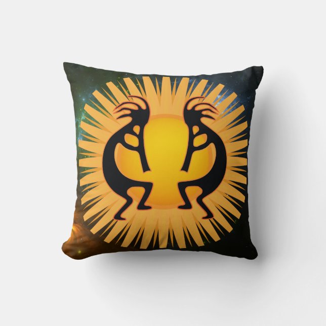 2 Alien oder Leben Sun Kokopelli Throw Kissen (Vorderseite)