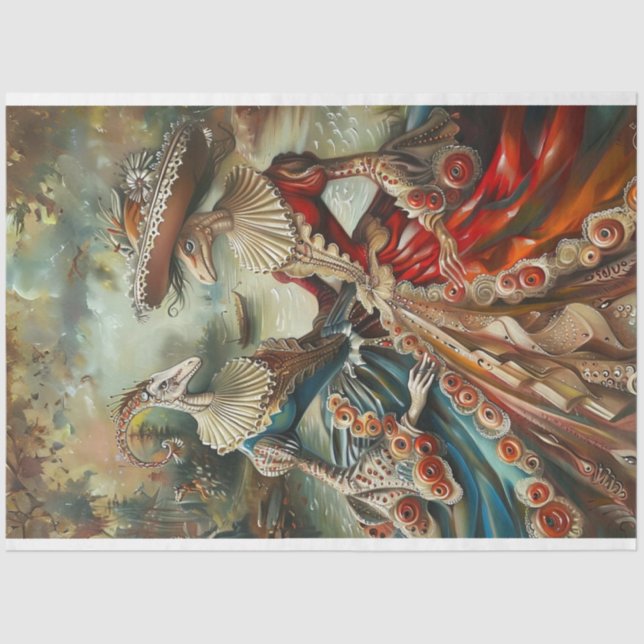 2 Alligatoren Renaissance-Ära Dekoupage Seidenpapier (Vorderseite)