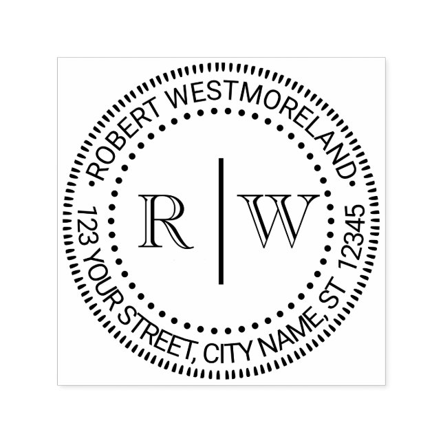 2 Anfangsadresse für Monogramm #2 Vertikaler Space Permastempel (Design)