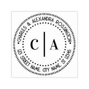 2 Anfangsmonogramm mit vertikalem Abstandshalter N Permastempel