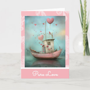 *~* 2 AP51 Liebesboot Herzen Romantischer Valenti Feiertagskarte