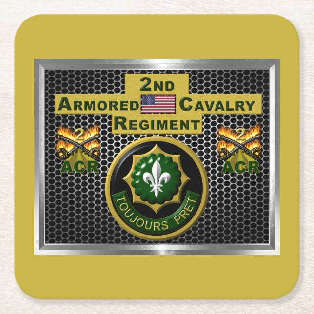 2. Armored Cavalry Regiment "Always Ready" Rechteckiger Pappuntersetzer (Vorderseite)
