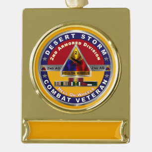 2. Armored Division Desert Storm Veteran Banner-Ornament Gold